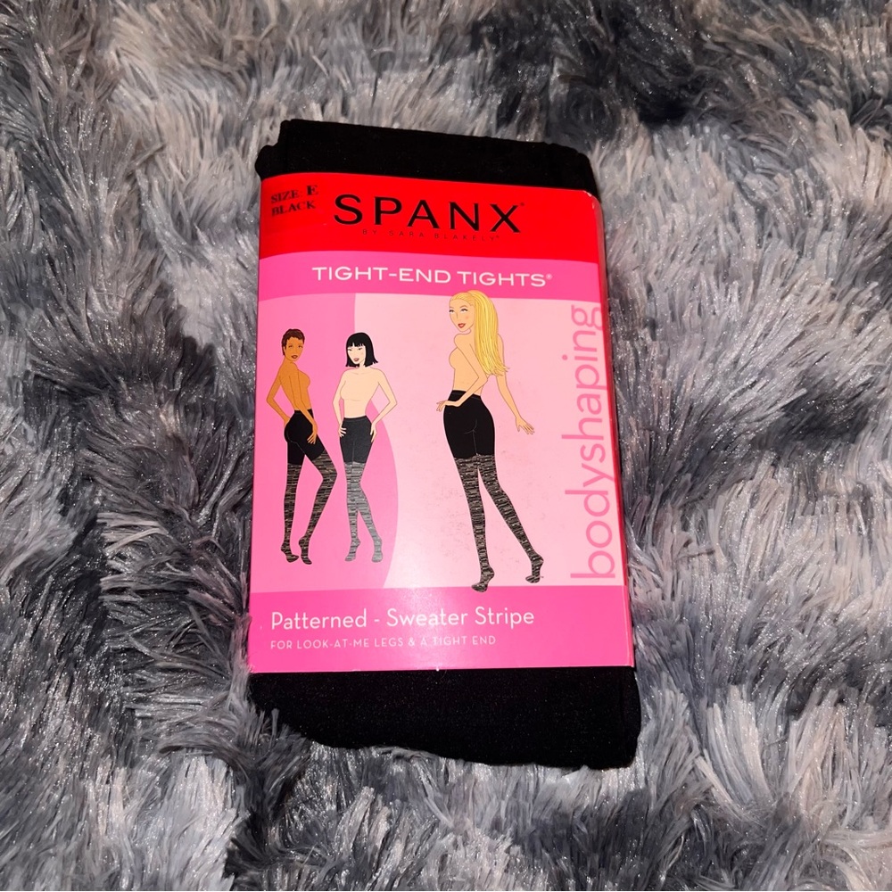 SPANX Black Patterned Sweater Stripe Tights